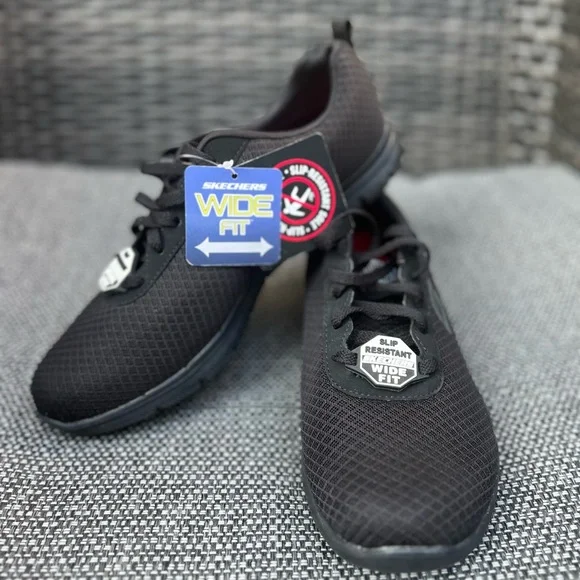 Work Relaxed Sketchers Ghenter SR 772 Black Non Slip Sneaker Womens 9 W Wide 39 - Picture 8 of 14